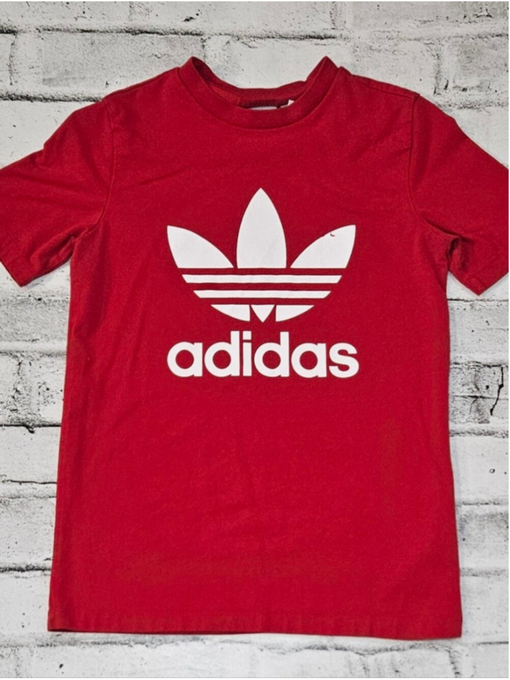 Adidas Originals Womens Trefoil Logo T Shirt Red White Size Small